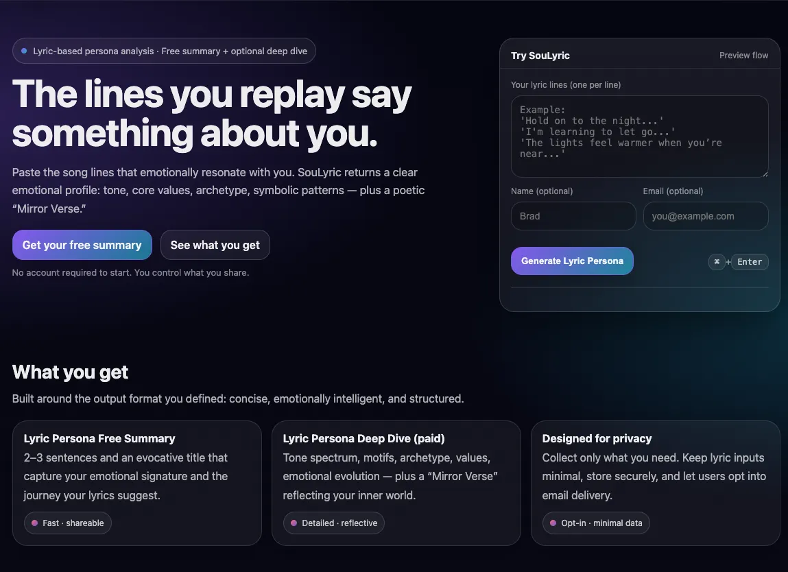 Soulyric - Interface